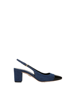 Cecile Denim Cap-Toe Slingback Pump