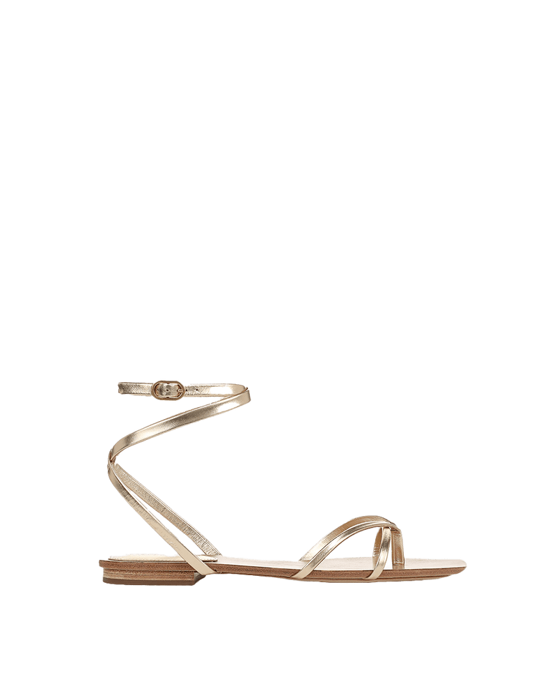 Allegra Metallic Ankle-Wrap Sandal