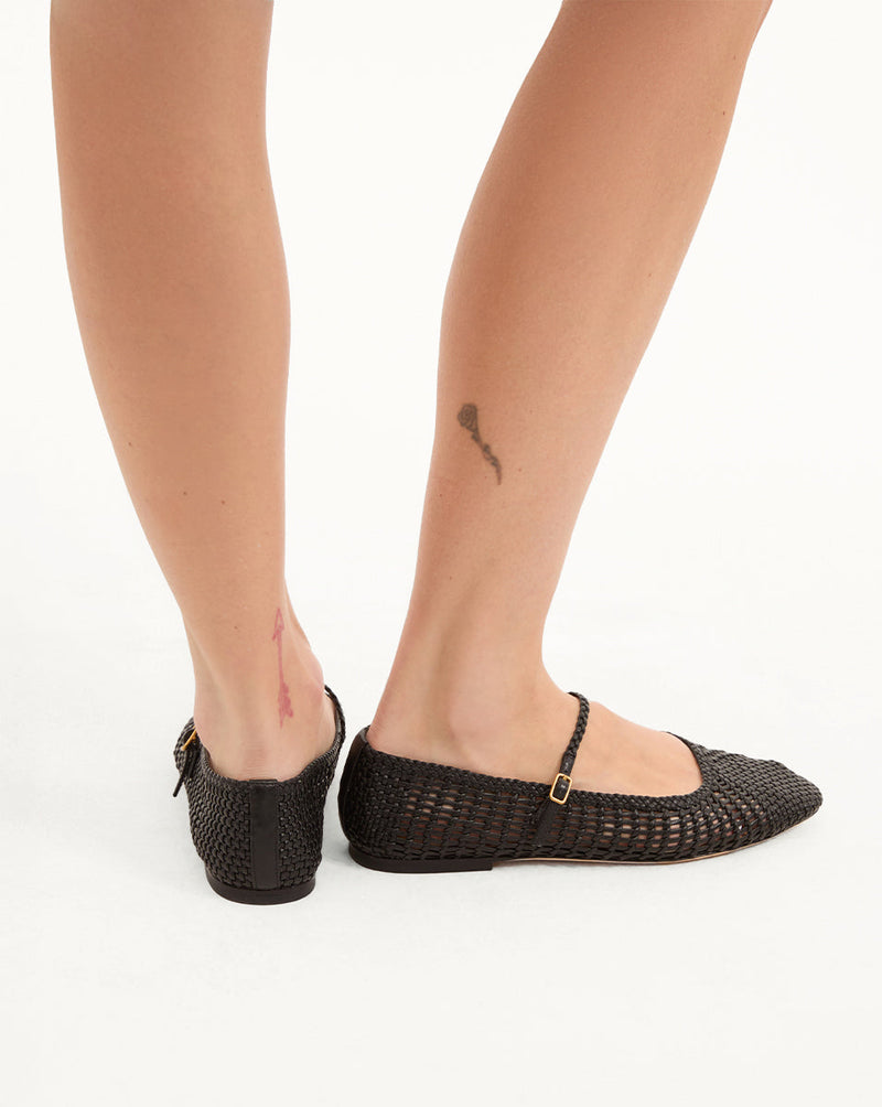 Ellie Woven-Leather Flat