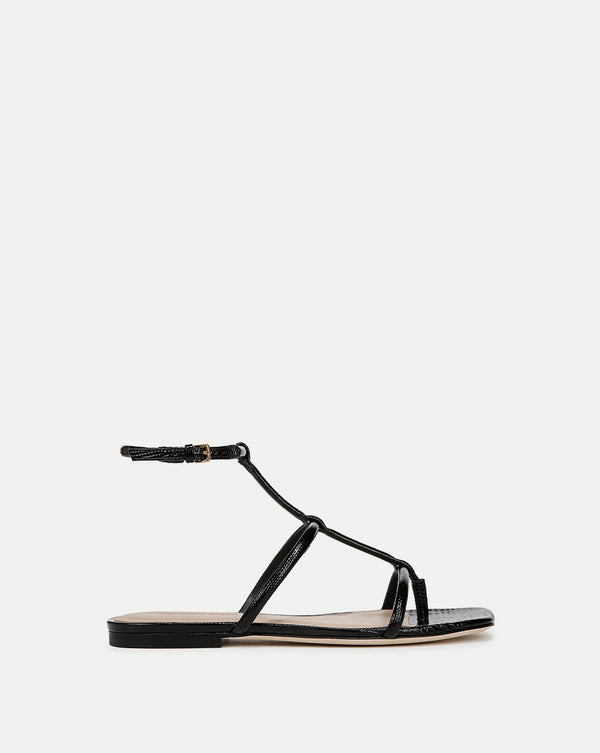 Marbella Lizard-Embossed Sandal