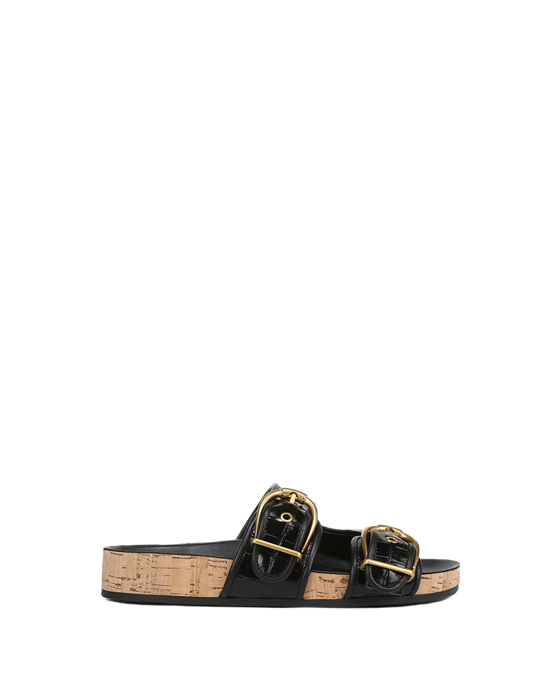 Prue Croc-Embossed Buckle Sandal