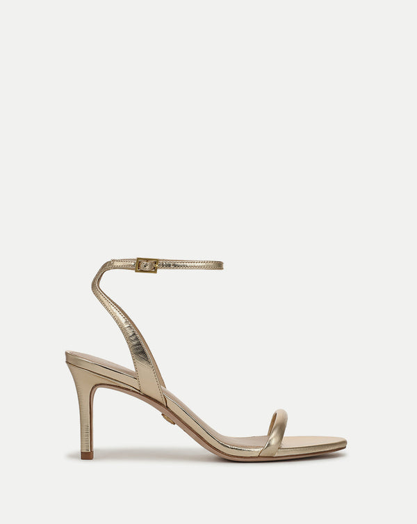 Sylvie Metallic Ankle-Strap Stiletto Sandal