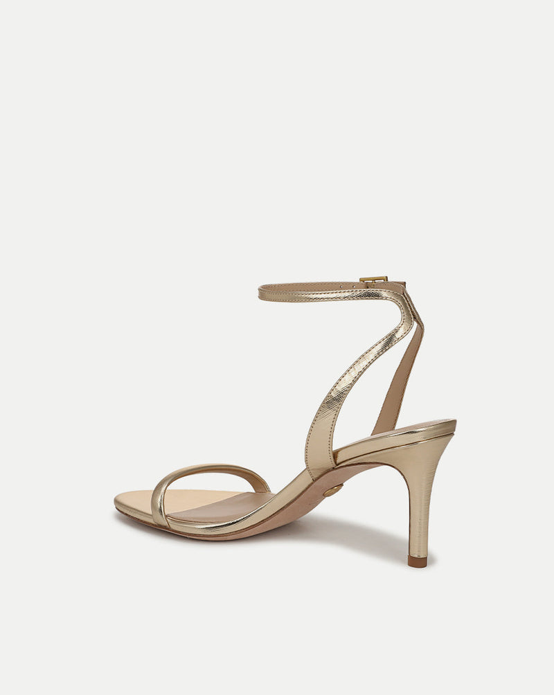 Sylvie Metallic Ankle-Strap Stiletto Sandal
