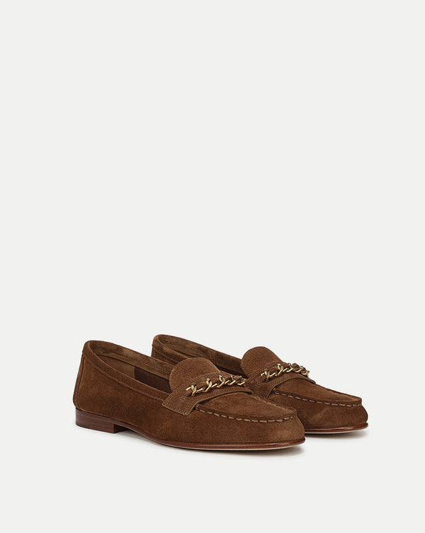 Penny Suede Chain-Link Loafer