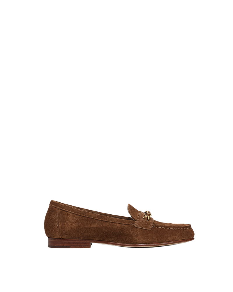 Penny Suede Chain-Link Loafer