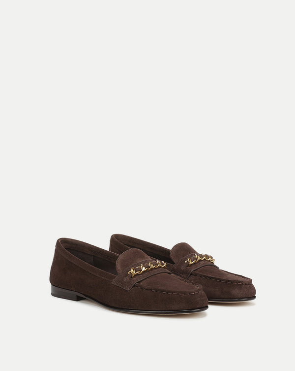 Penny Suede Chain-Link Loafer