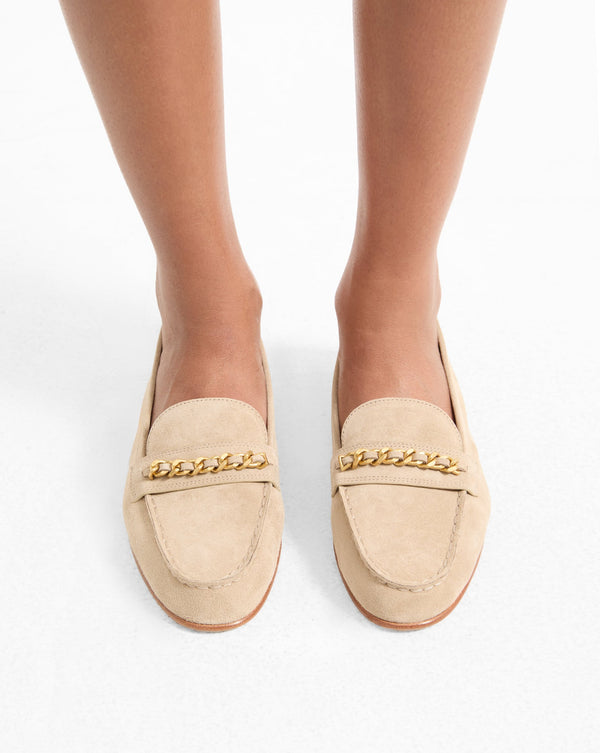 Penny Suede Chain-Link Loafer