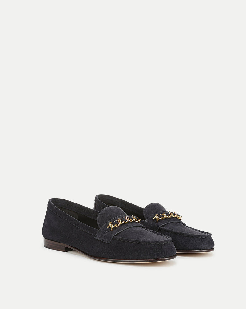Penny Suede Chain-Link Loafer