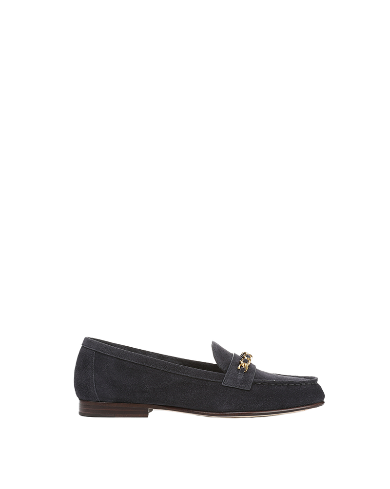 Penny Suede Chain-Link Loafer
