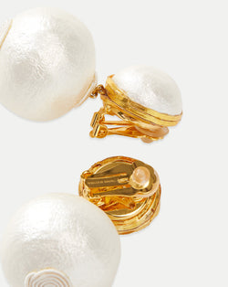 Pearl 2 Drop Earrings | Clip Backing