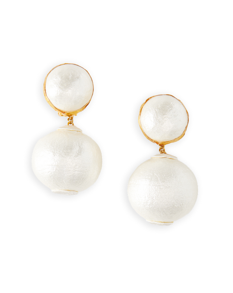 Pearl 2 Drop Earrings | Clip Backing