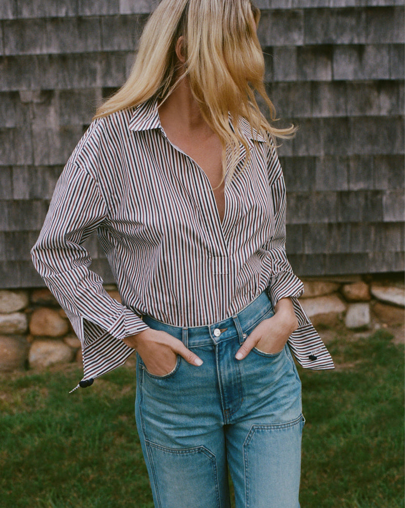 Draymond Striped Cuff-Sleeve Shirt