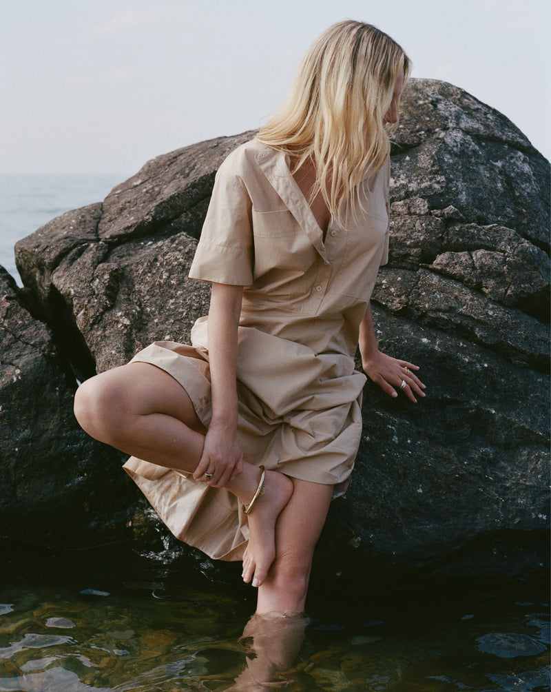 Cam Drop-Waist Midi Shirtdress